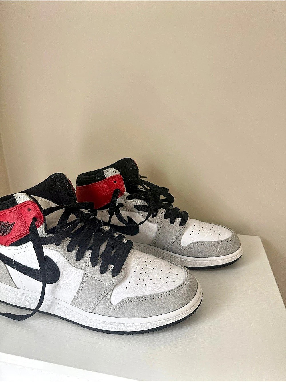 Nike Air Jordan 1 High Top Sneakers in White & Gray Like New